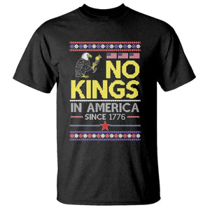 Funny Patriotic Christmas No Kings in America T Shirt Since 1776 Bald Eagle Ugly Sweater TS02 Black Print Your Wear
