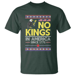 Funny Patriotic Christmas No Kings in America T Shirt Since 1776 Bald Eagle Ugly Sweater TS02 Dark Forest Green Print Your Wear