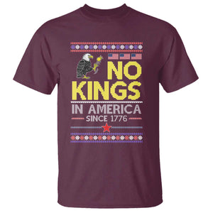 Funny Patriotic Christmas No Kings in America T Shirt Since 1776 Bald Eagle Ugly Sweater TS02 Maroon Print Your Wear