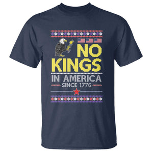 Funny Patriotic Christmas No Kings in America T Shirt Since 1776 Bald Eagle Ugly Sweater TS02 Navy Print Your Wear