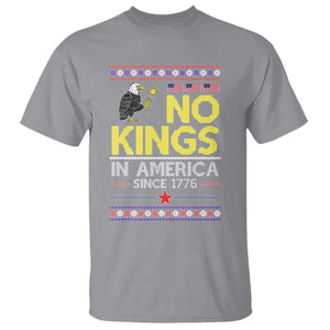 Funny Patriotic Christmas No Kings in America T Shirt Since 1776 Bald Eagle Ugly Sweater TS02 Sport Gray Print Your Wear