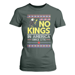 Funny Patriotic Christmas No Kings in America T Shirt For Women Since 1776 Bald Eagle Ugly Sweater TS02 Dark Forest Green Print Your Wear