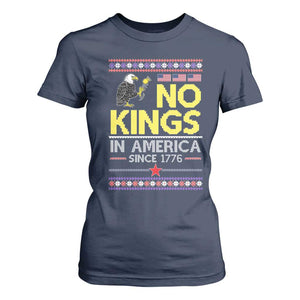 Funny Patriotic Christmas No Kings in America T Shirt For Women Since 1776 Bald Eagle Ugly Sweater TS02 Navy Print Your Wear