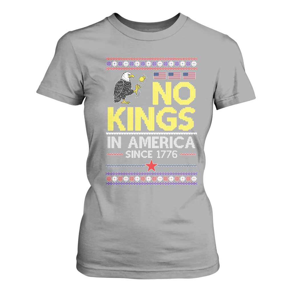 Funny Patriotic Christmas No Kings in America T Shirt For Women Since 1776 Bald Eagle Ugly Sweater TS02 Sport Gray Print Your Wear
