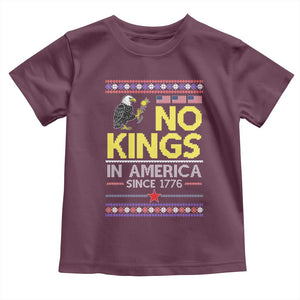 Funny Patriotic Christmas No Kings in America Toddler T Shirt Since 1776 Bald Eagle Ugly Sweater TS02 Maroon Print Your Wear