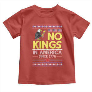 Funny Patriotic Christmas No Kings in America Toddler T Shirt Since 1776 Bald Eagle Ugly Sweater TS02 Red Print Your Wear
