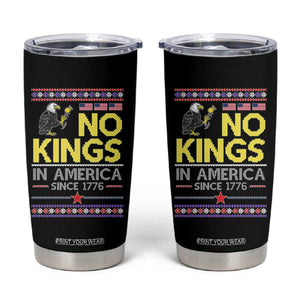 Funny Patriotic Christmas No Kings in America Tumbler Cup Since 1776 Bald Eagle Ugly Sweater TS02 Black Print Your Wear