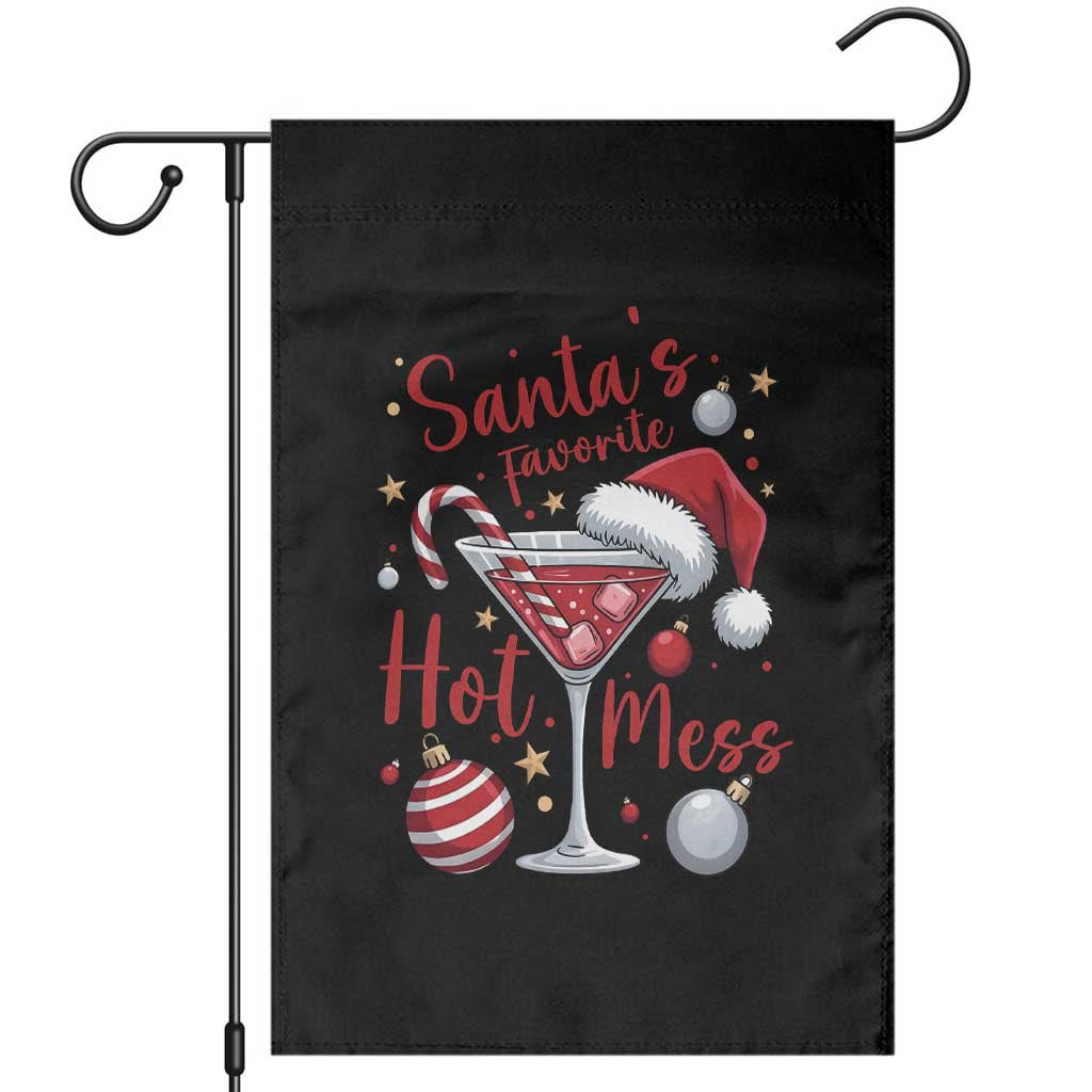 Funny Santa Favorite Hot Mess Garden Flag Christmas Drinking Cocktail Lover TS02 Black Print Your Wear