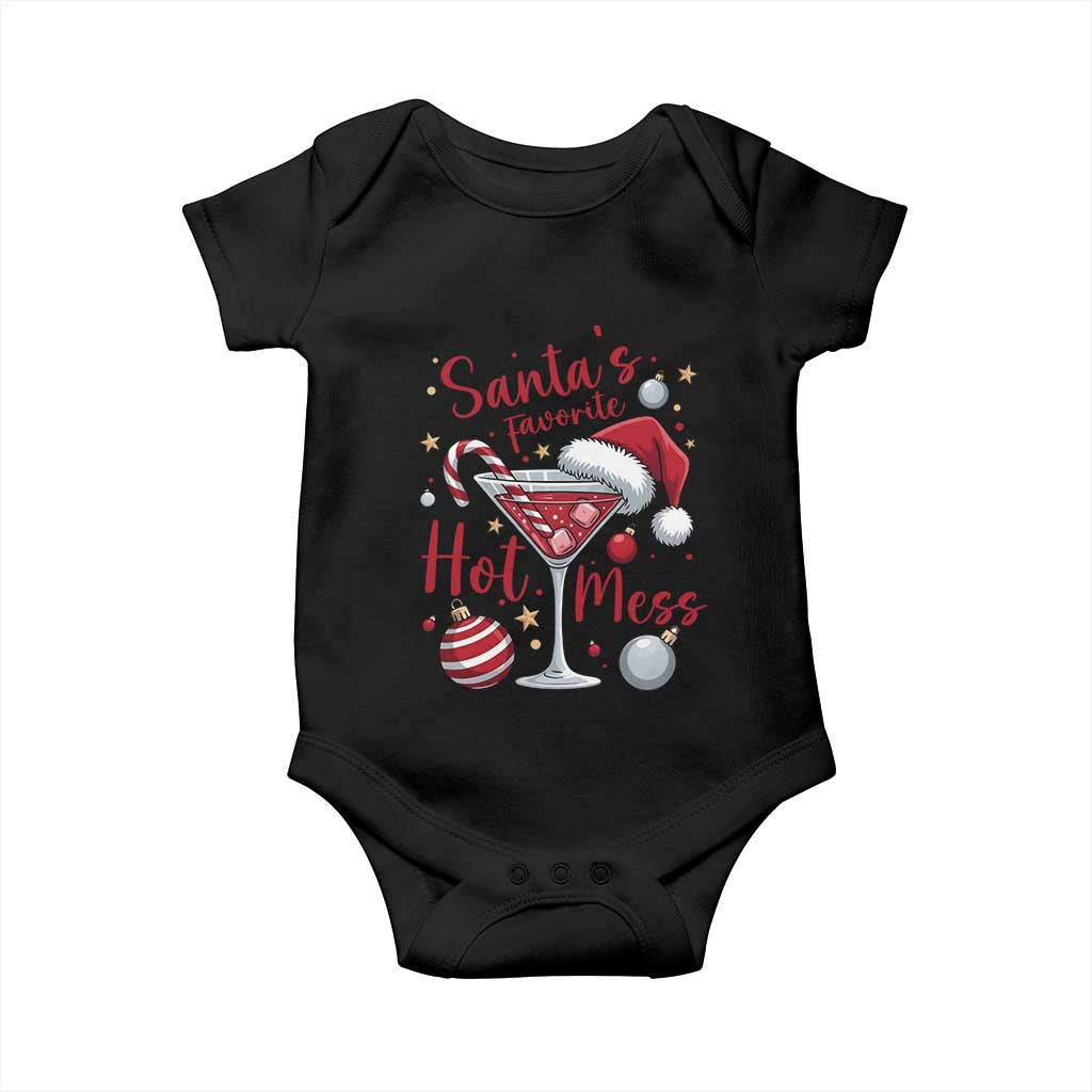 Funny Santa Favorite Hot Mess Baby Onesie Christmas Drinking Cocktail Lover TS02 Black Print Your Wear