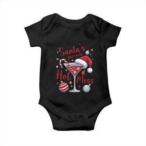 Funny Santa Favorite Hot Mess Baby Onesie Christmas Drinking Cocktail Lover TS02 Black Print Your Wear