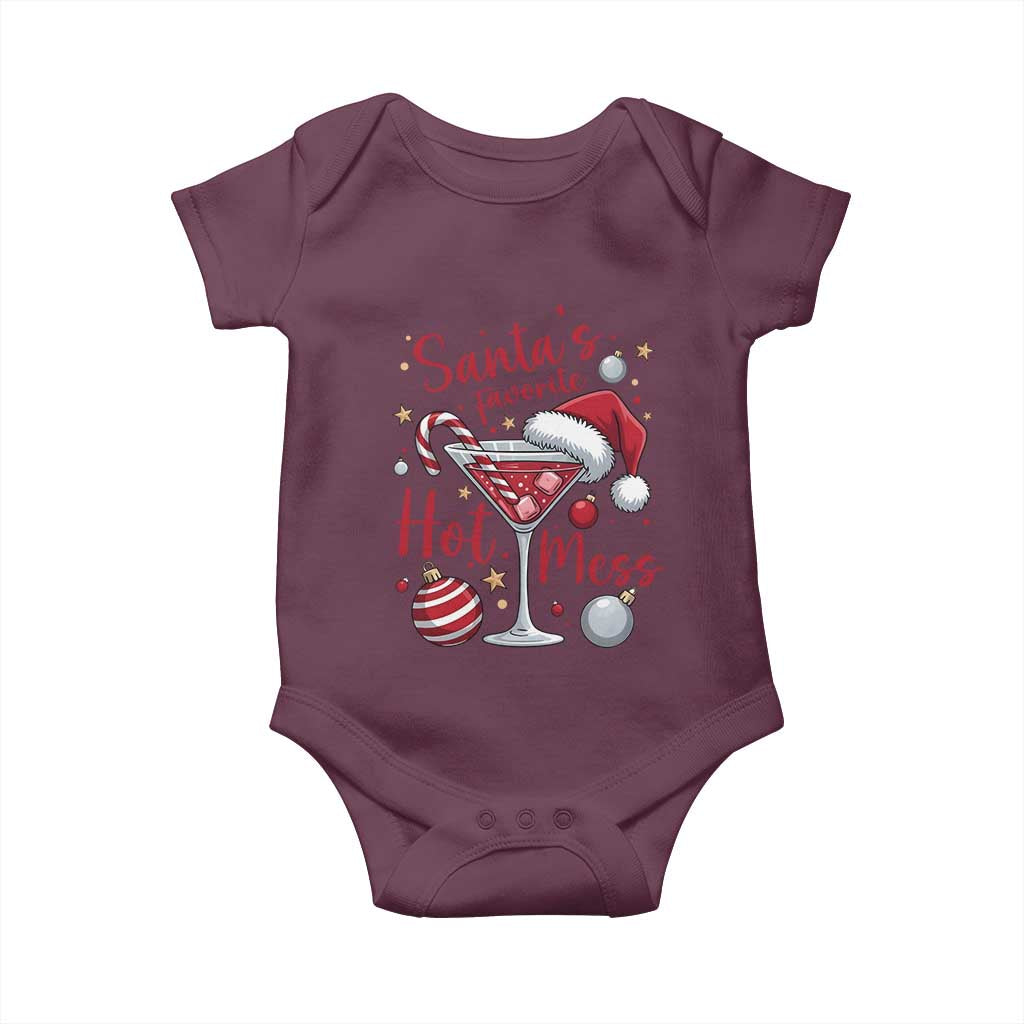 Funny Santa Favorite Hot Mess Baby Onesie Christmas Drinking Cocktail Lover TS02 Maroon Print Your Wear