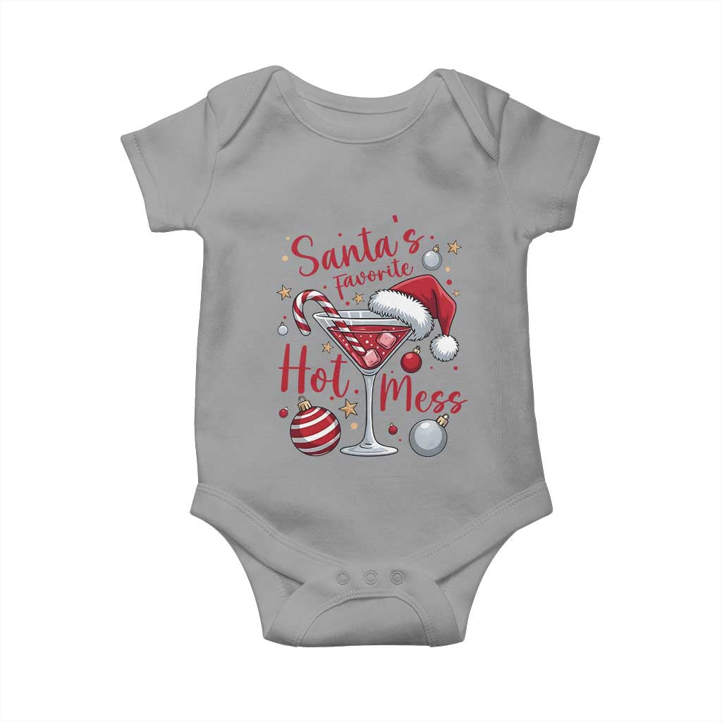 Funny Santa Favorite Hot Mess Baby Onesie Christmas Drinking Cocktail Lover TS02 Sport Gray Print Your Wear