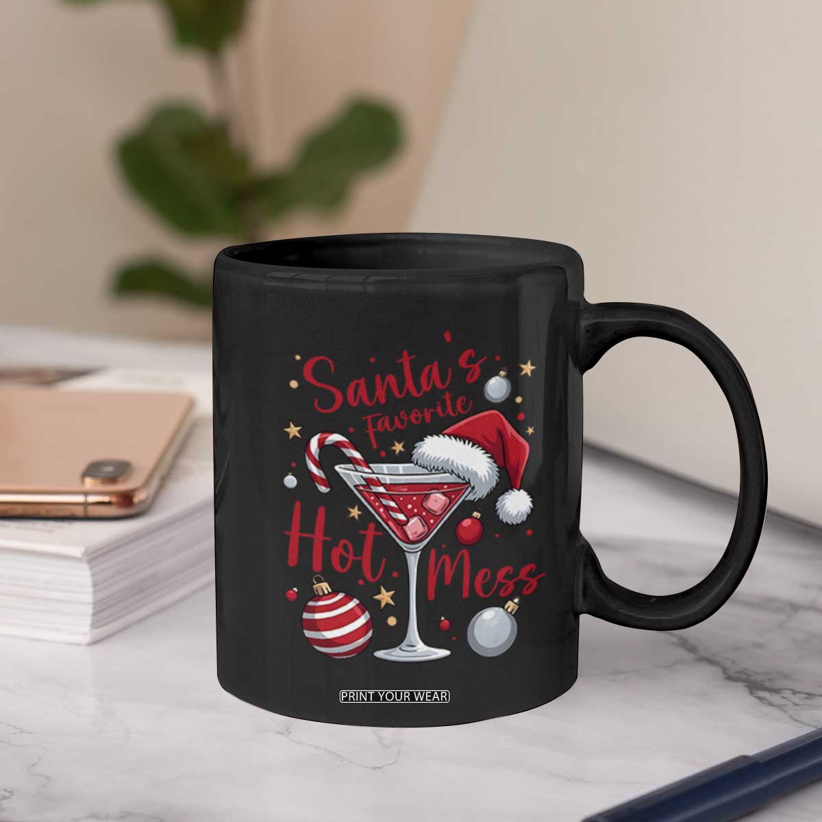 Funny Santa Favorite Hot Mess Coffee Mug Christmas Drinking Cocktail Lover TS02 Print Your Wear