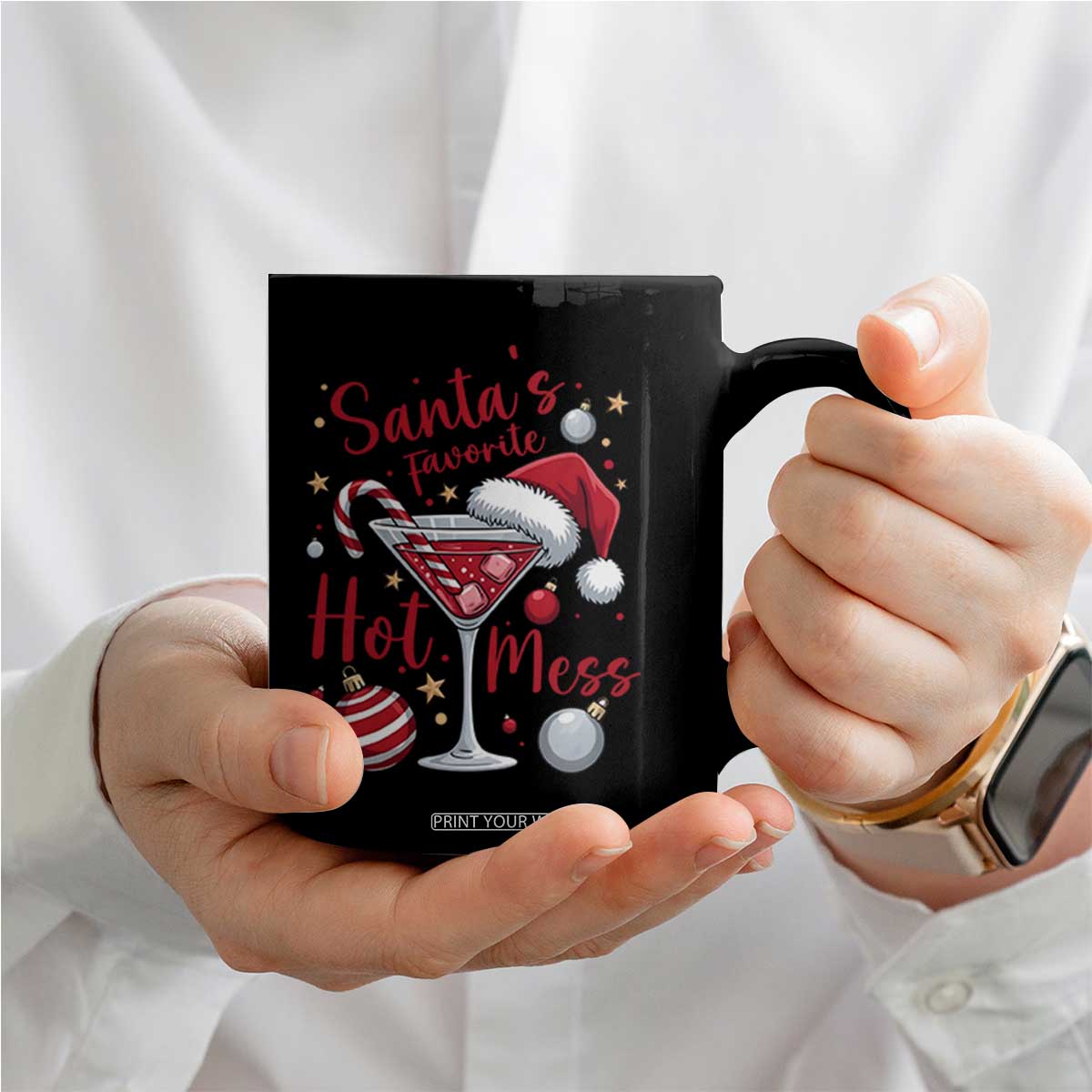 Funny Santa Favorite Hot Mess Coffee Mug Christmas Drinking Cocktail Lover TS02 Print Your Wear