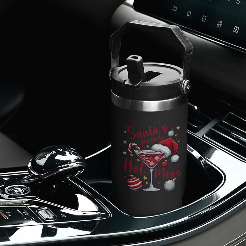 Funny Santa Favorite Hot Mess Flip Straw Tumbler Christmas Drinking Cocktail Lover TS02 Print Your Wear