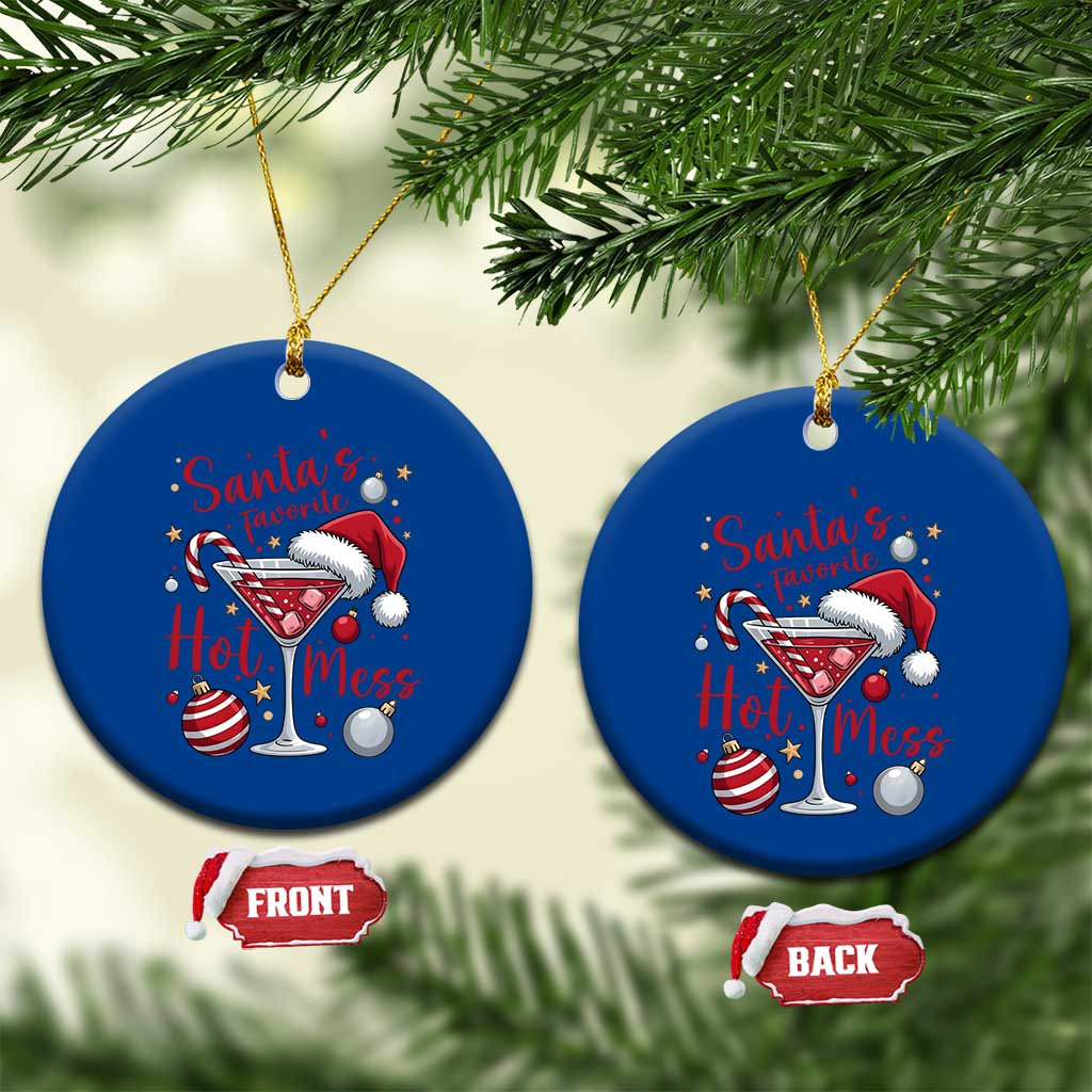Funny Santa Favorite Hot Mess Ceramic Ornament Christmas Drinking Cocktail Lover TS02 1pc Blue Print Your Wear