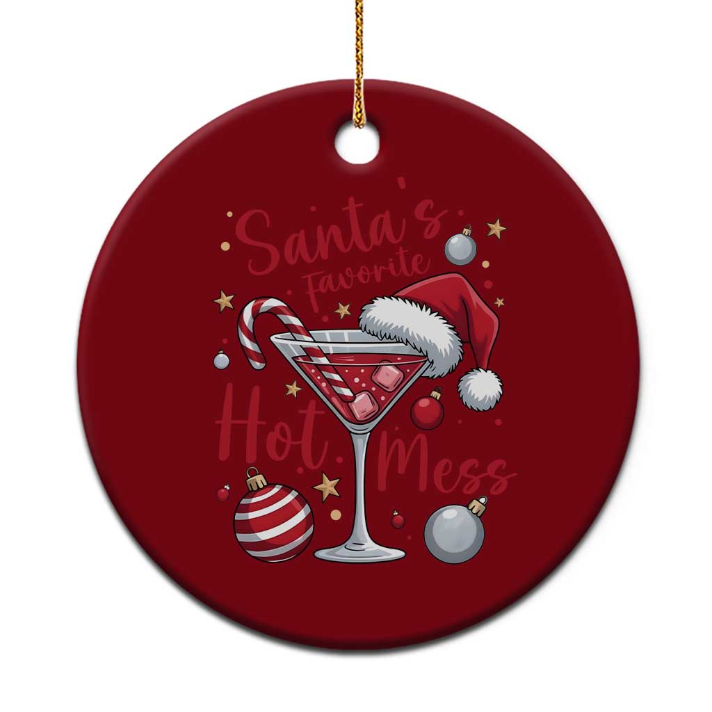 Funny Santa Favorite Hot Mess Ceramic Ornament Christmas Drinking Cocktail Lover TS02 1pc Red Print Your Wear
