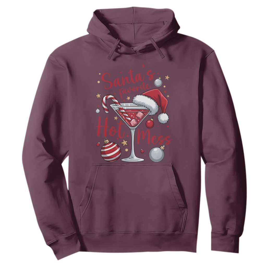 Funny Santa Favorite Hot Mess Hoodie Christmas Drinking Cocktail Lover TS02 Maroon Print Your Wear