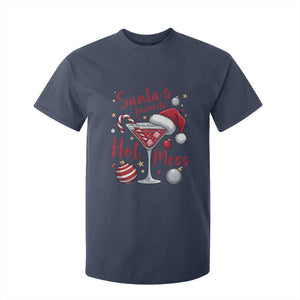Funny Santa Favorite Hot Mess T Shirt For Kid Christmas Drinking Cocktail Lover TS02 Navy Print Your Wear