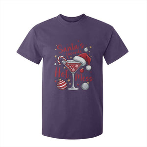 Funny Santa Favorite Hot Mess T Shirt For Kid Christmas Drinking Cocktail Lover TS02 Purple Print Your Wear