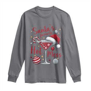 Funny Santa Favorite Hot Mess Long Sleeve Shirt Christmas Drinking Cocktail Lover TS02 Charcoal Print Your Wear