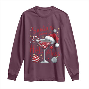 Funny Santa Favorite Hot Mess Long Sleeve Shirt Christmas Drinking Cocktail Lover TS02 Maroon Print Your Wear