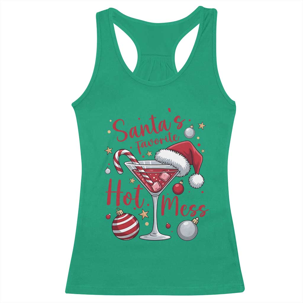 Funny Santa Favorite Hot Mess Racerback Tank Top Christmas Drinking Cocktail Lover TS02 Irish Green Print Your Wear