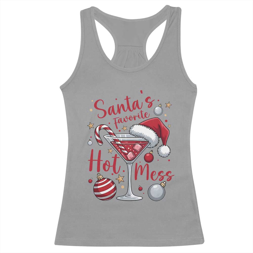 Funny Santa Favorite Hot Mess Racerback Tank Top Christmas Drinking Cocktail Lover TS02 Sport Gray Print Your Wear