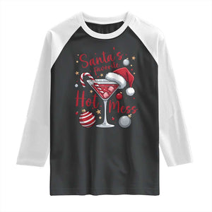 Funny Santa Favorite Hot Mess Raglan Shirt Christmas Drinking Cocktail Lover TS02 Black White Print Your Wear