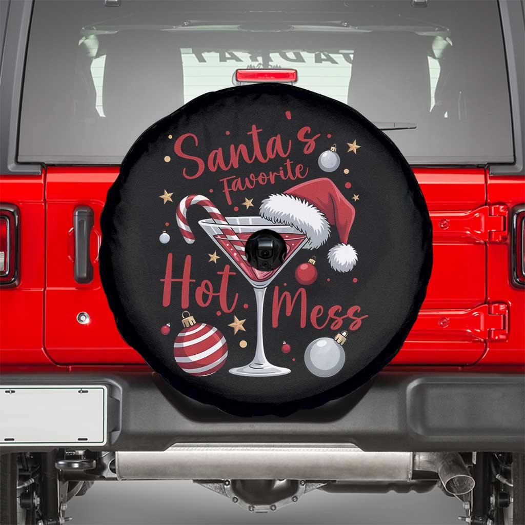 Funny Santa Favorite Hot Mess Spare Tire Cover Christmas Drinking Cocktail Lover TS02 Black Print Your Wear