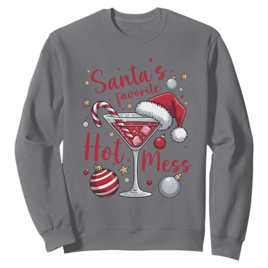 Funny Santa Favorite Hot Mess Sweatshirt Christmas Drinking Cocktail Lover TS02 Charcoal Print Your Wear
