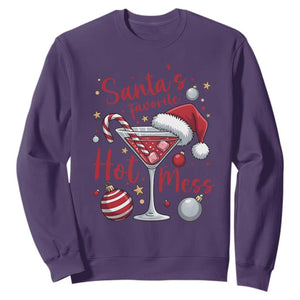 Funny Santa Favorite Hot Mess Sweatshirt Christmas Drinking Cocktail Lover TS02 Purple Print Your Wear