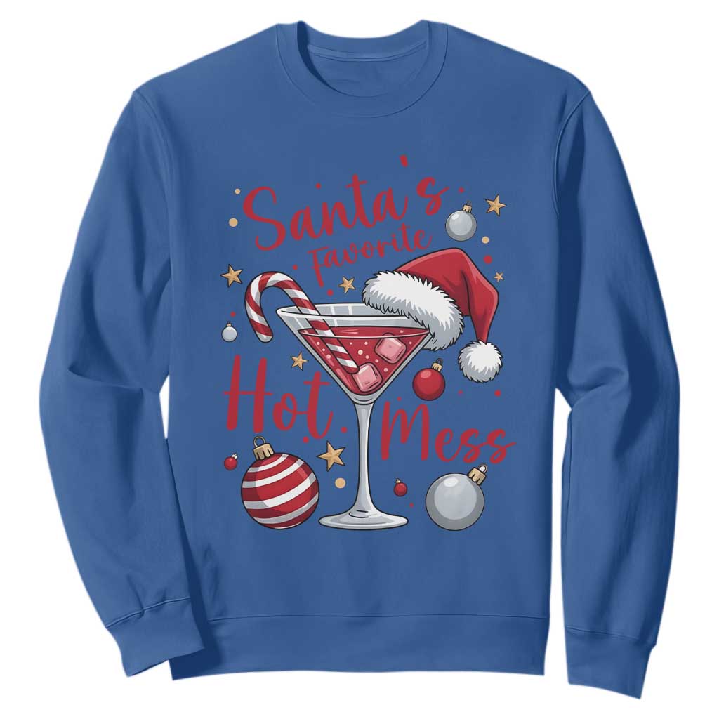 Funny Santa Favorite Hot Mess Sweatshirt Christmas Drinking Cocktail Lover TS02 Royal Blue Print Your Wear
