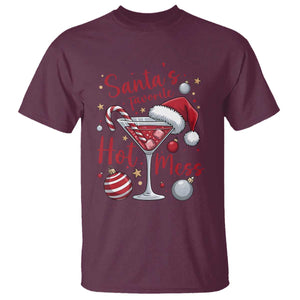 Funny Santa Favorite Hot Mess T Shirt Christmas Drinking Cocktail Lover TS02 Maroon Print Your Wear