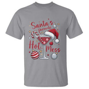 Funny Santa Favorite Hot Mess T Shirt Christmas Drinking Cocktail Lover TS02 Sport Gray Print Your Wear