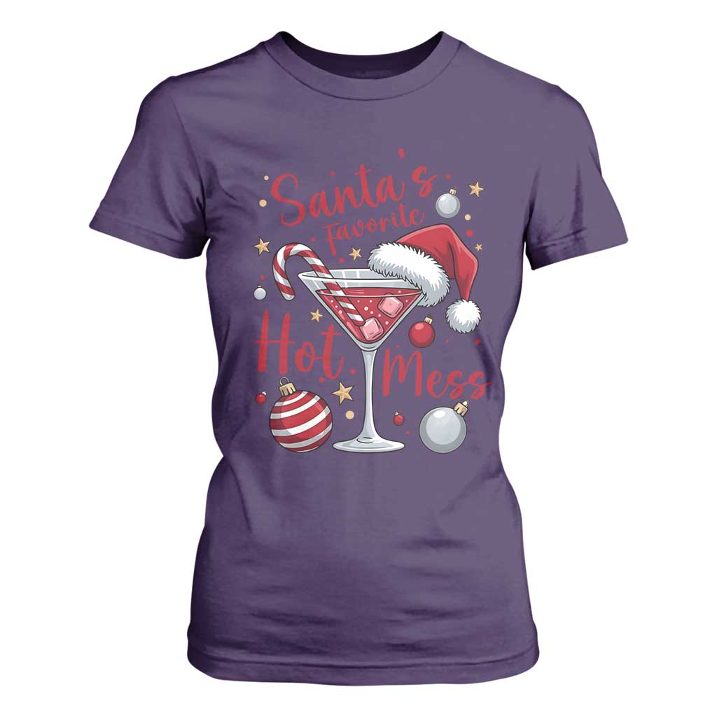 Funny Santa Favorite Hot Mess T Shirt For Women Christmas Drinking Cocktail Lover TS02 Purple Print Your Wear