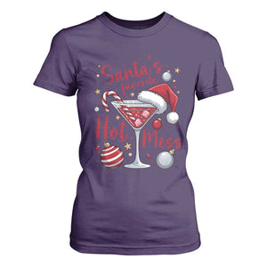 Funny Santa Favorite Hot Mess T Shirt For Women Christmas Drinking Cocktail Lover TS02 Purple Print Your Wear