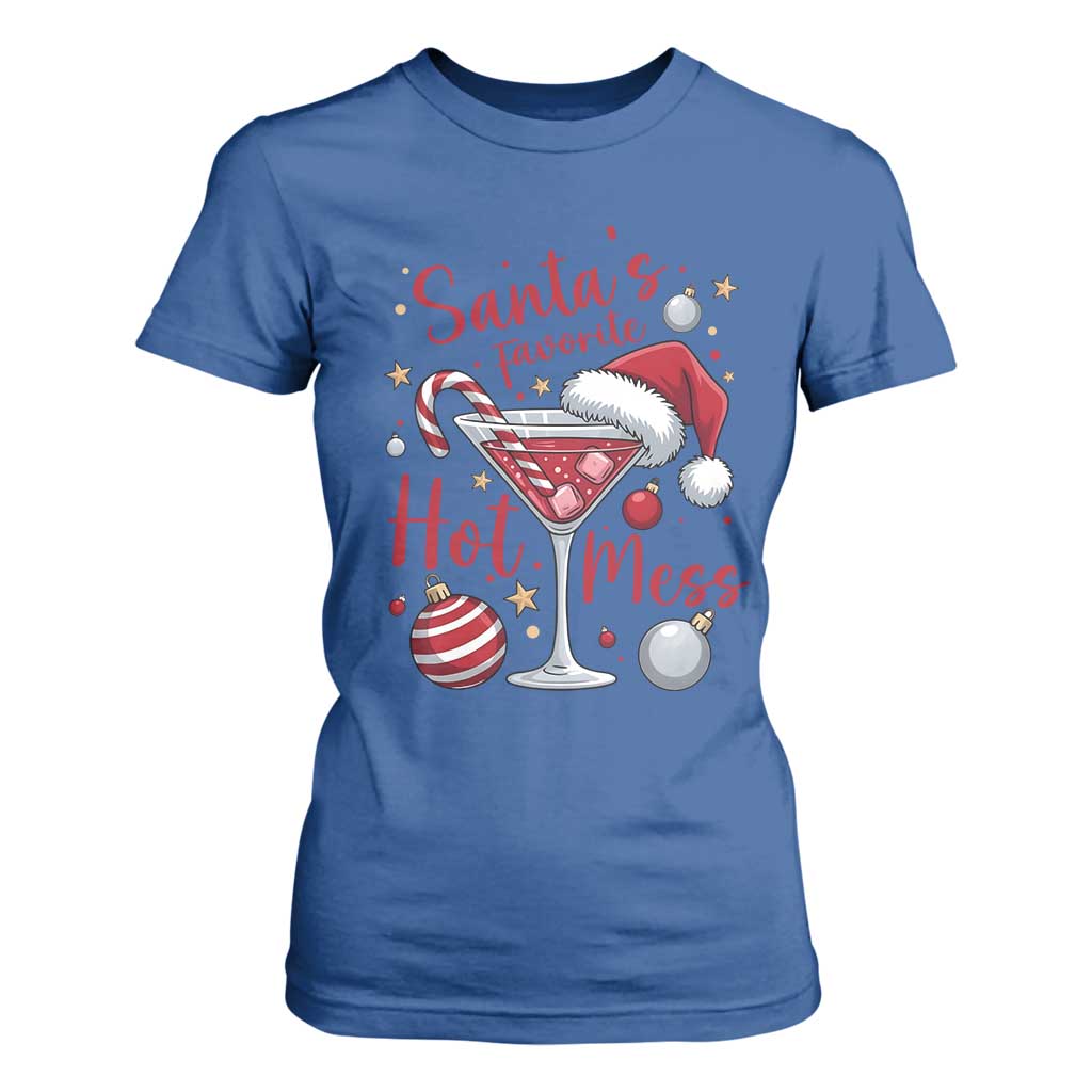 Funny Santa Favorite Hot Mess T Shirt For Women Christmas Drinking Cocktail Lover TS02 Royal Blue Print Your Wear