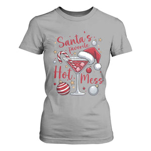 Funny Santa Favorite Hot Mess T Shirt For Women Christmas Drinking Cocktail Lover TS02 Sport Gray Print Your Wear