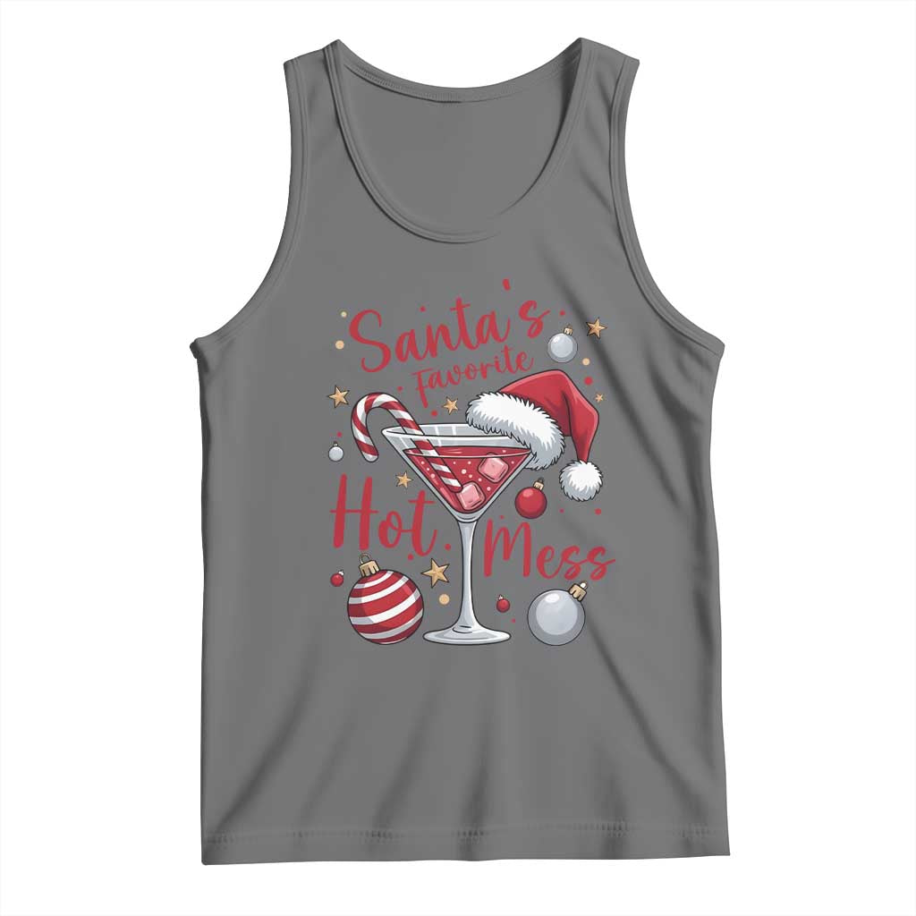 Funny Santa Favorite Hot Mess Tank Top Christmas Drinking Cocktail Lover TS02 Black Heather Print Your Wear