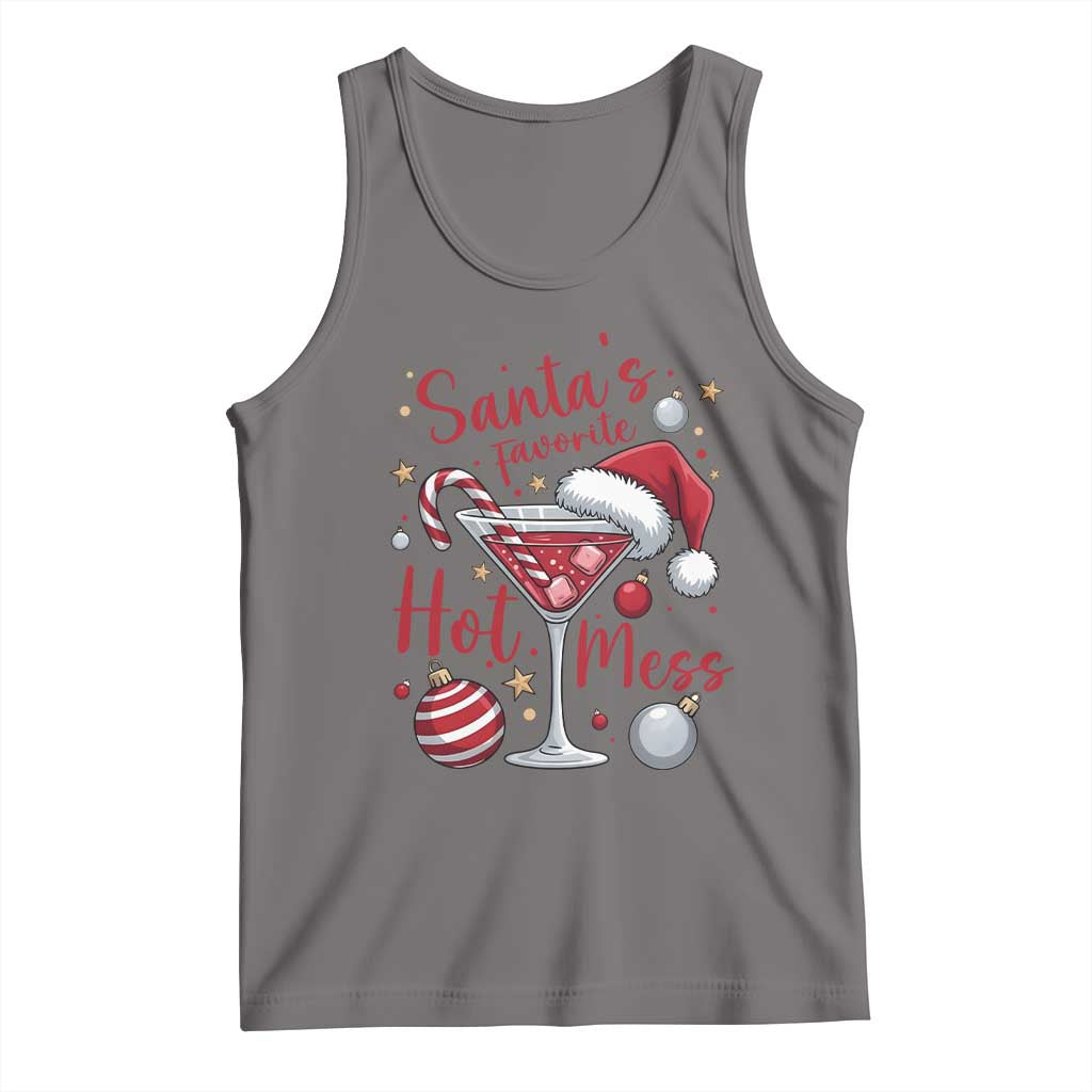 Funny Santa Favorite Hot Mess Tank Top Christmas Drinking Cocktail Lover TS02 Deep Heather Print Your Wear
