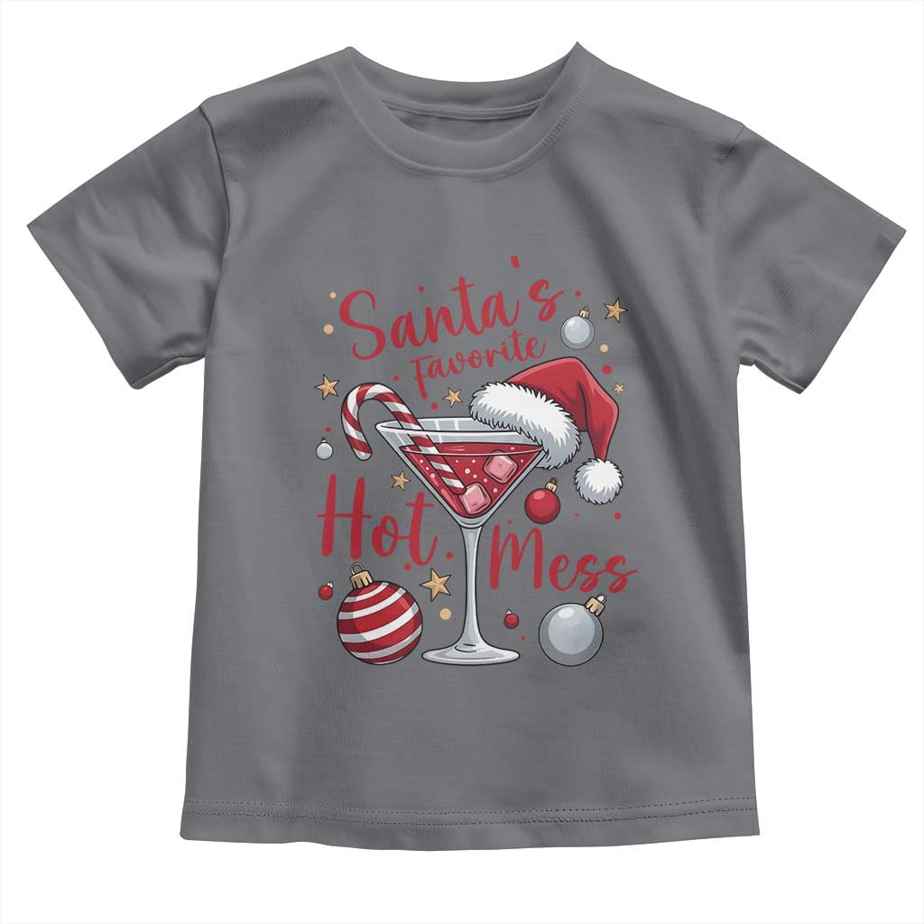 Funny Santa Favorite Hot Mess Toddler T Shirt Christmas Drinking Cocktail Lover TS02 Charcoal Print Your Wear