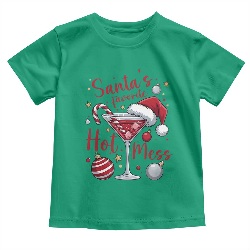 Funny Santa Favorite Hot Mess Toddler T Shirt Christmas Drinking Cocktail Lover TS02 Irish Green Print Your Wear