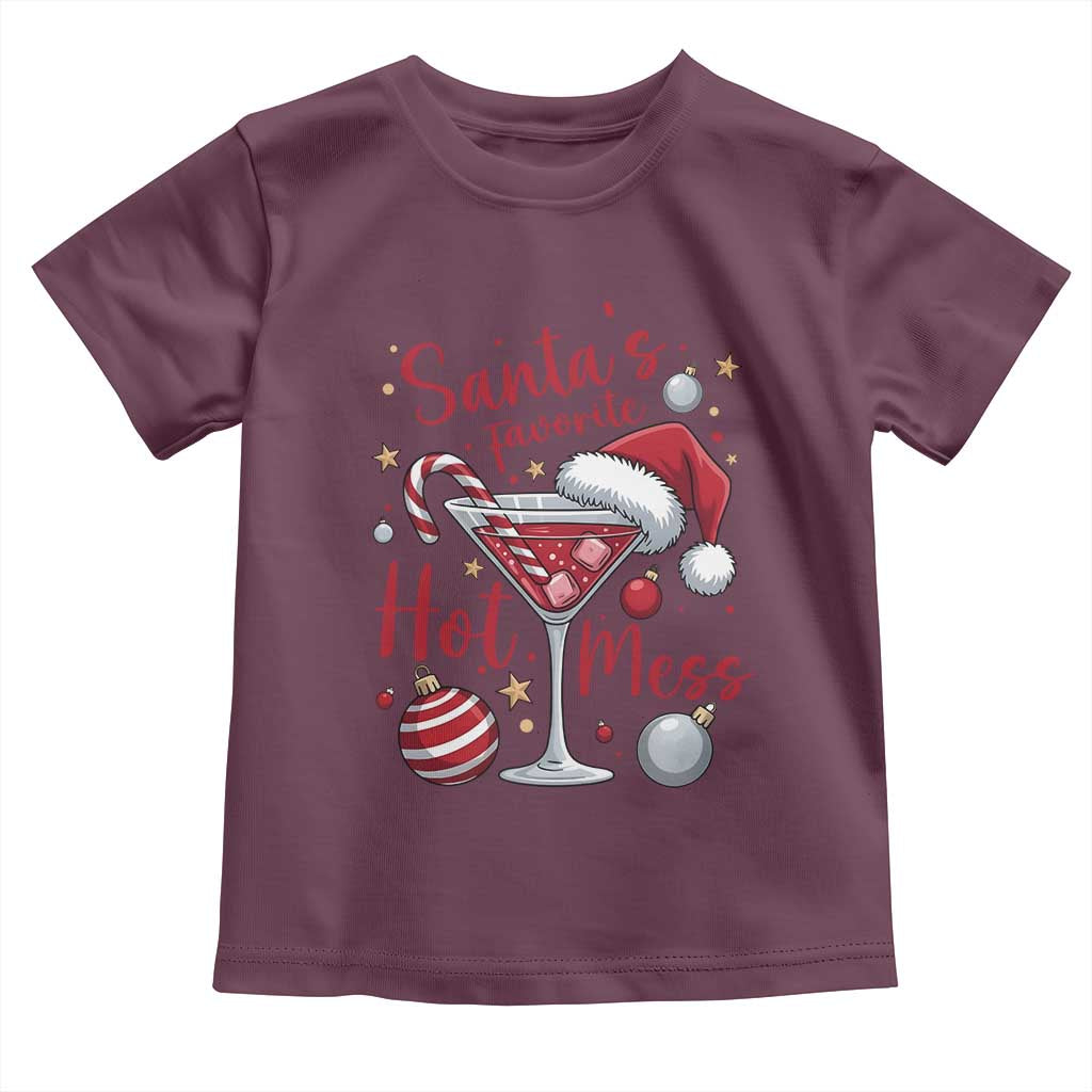 Funny Santa Favorite Hot Mess Toddler T Shirt Christmas Drinking Cocktail Lover TS02 Maroon Print Your Wear