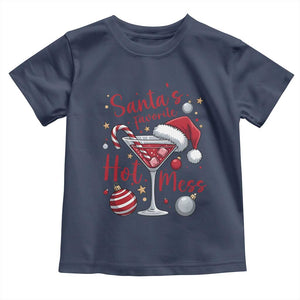 Funny Santa Favorite Hot Mess Toddler T Shirt Christmas Drinking Cocktail Lover TS02 Navy Print Your Wear