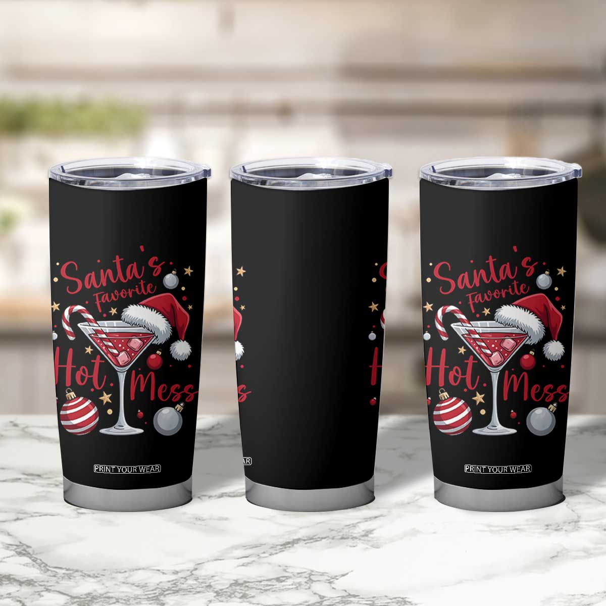 Funny Santa Favorite Hot Mess Tumbler Cup Christmas Drinking Cocktail Lover TS02 Print Your Wear