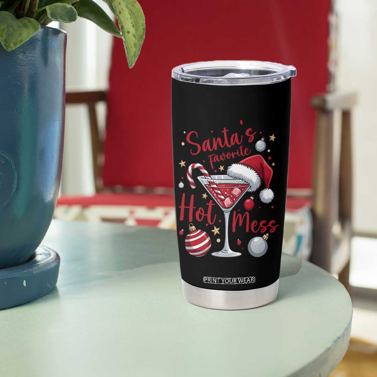 Funny Santa Favorite Hot Mess Tumbler Cup Christmas Drinking Cocktail Lover TS02 Print Your Wear