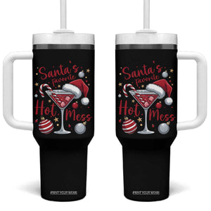 Funny Santa Favorite Hot Mess Tumbler With Handle Christmas Drinking Cocktail Lover TS02 One Size: 40 oz Black Print Your Wear