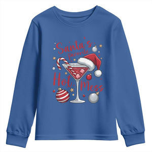 Funny Santa Favorite Hot Mess Youth Sweatshirt Christmas Drinking Cocktail Lover TS02 Royal Blue Print Your Wear