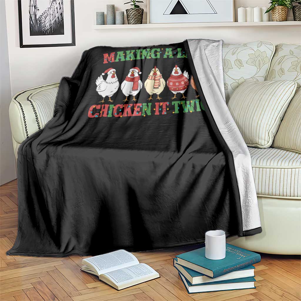 Funny Chicken Christmas Pun Throw Blanket Making a List Chicken It Twice Cute Holiday Farm Animal TS02 Print Your Wear